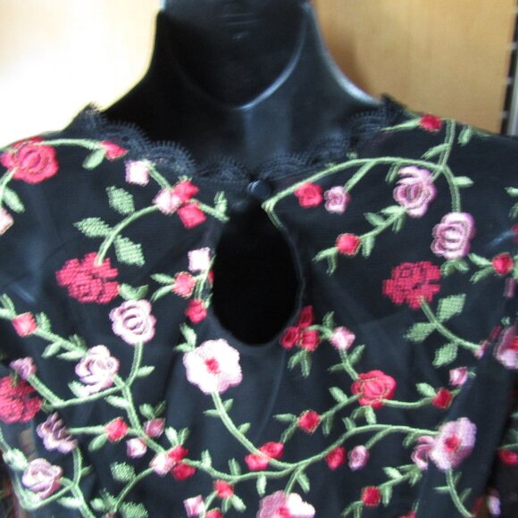 Zunie Embroidery Floral Mesh Dress - Picture 3 of 8